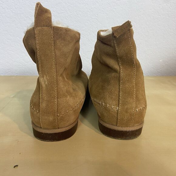 Steve Madden Womens Tommy Boots Brown Leather Moc Toe Slip On Sherpa Lined 8.5M - Picture 6 of 10